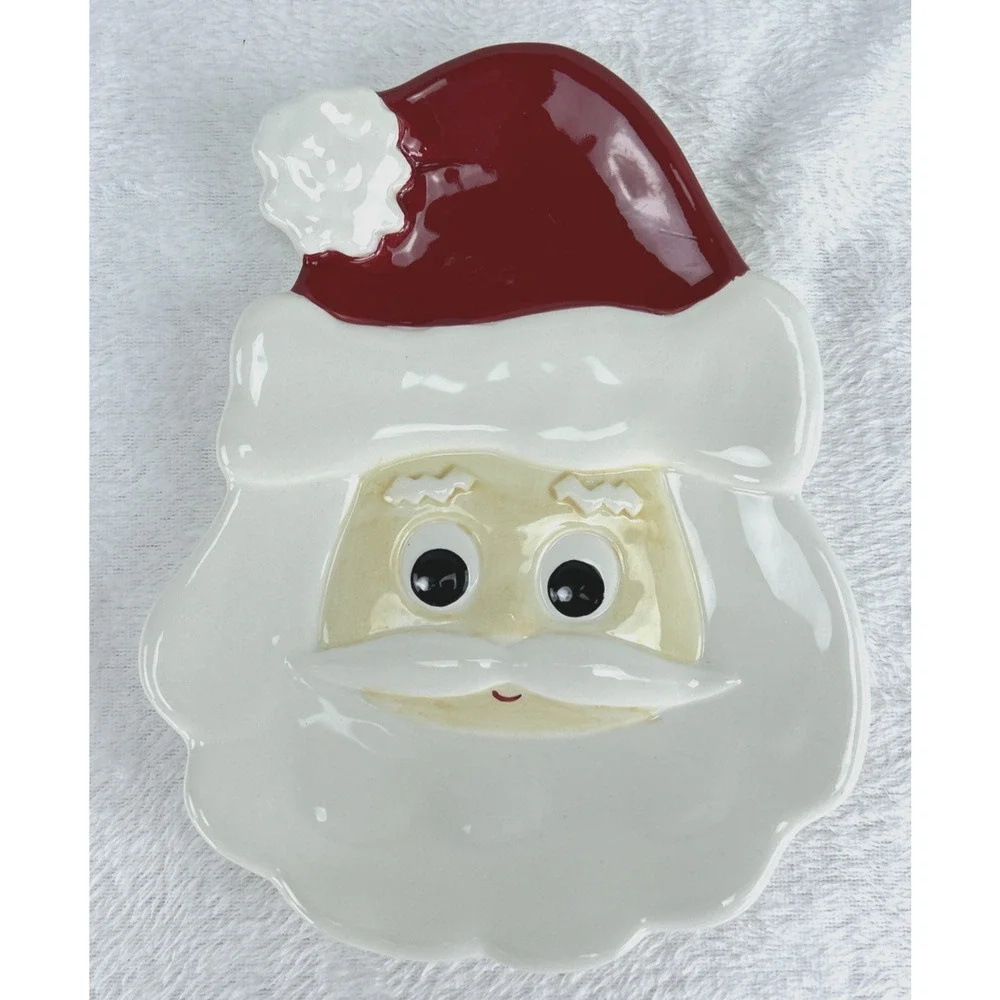 Living Quarters Santa Clause Head Cookie Plate Serving Tray Your Home Your Style
